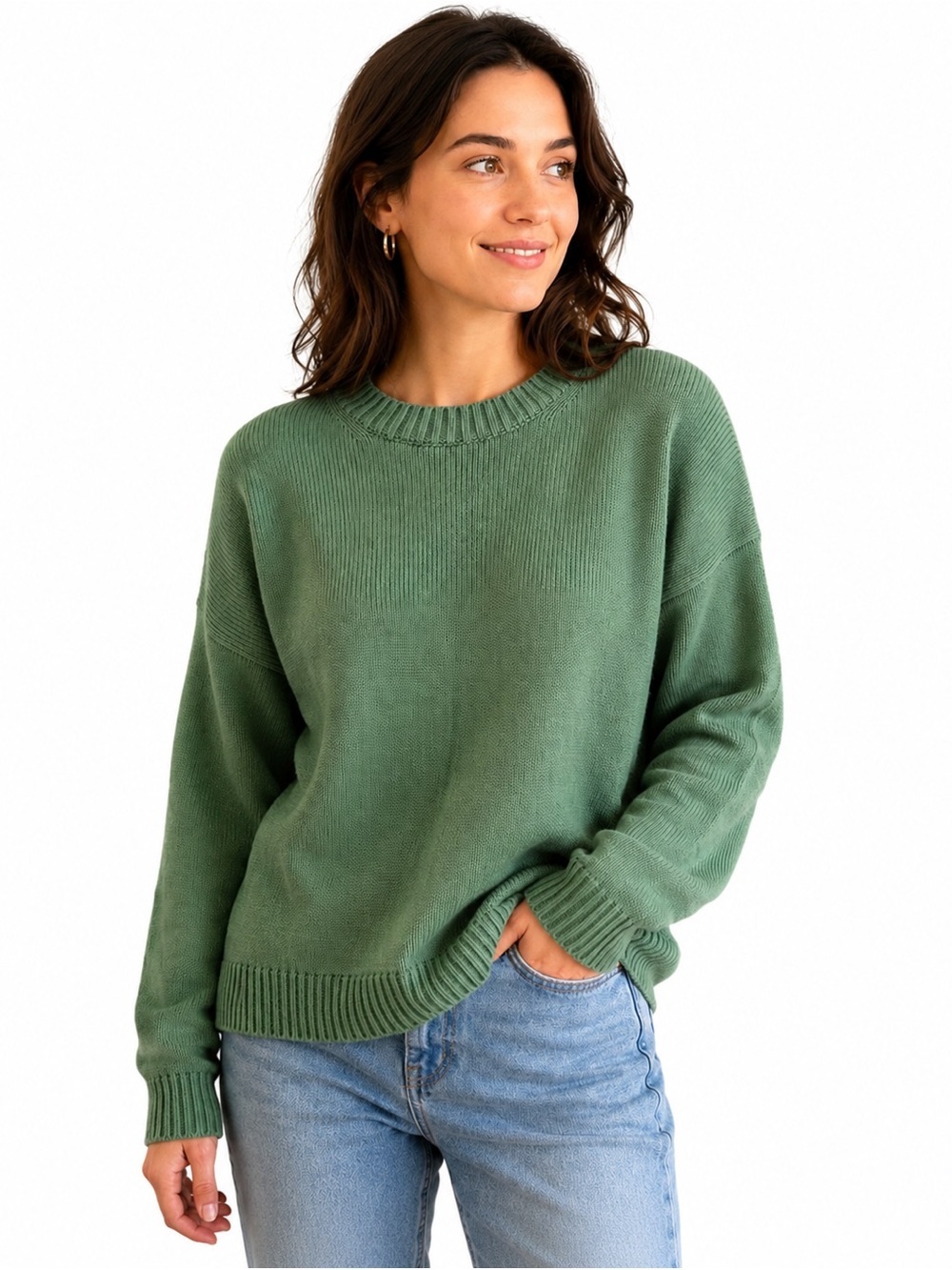 NWT Market & Spruce green knit crewneck sweater XL